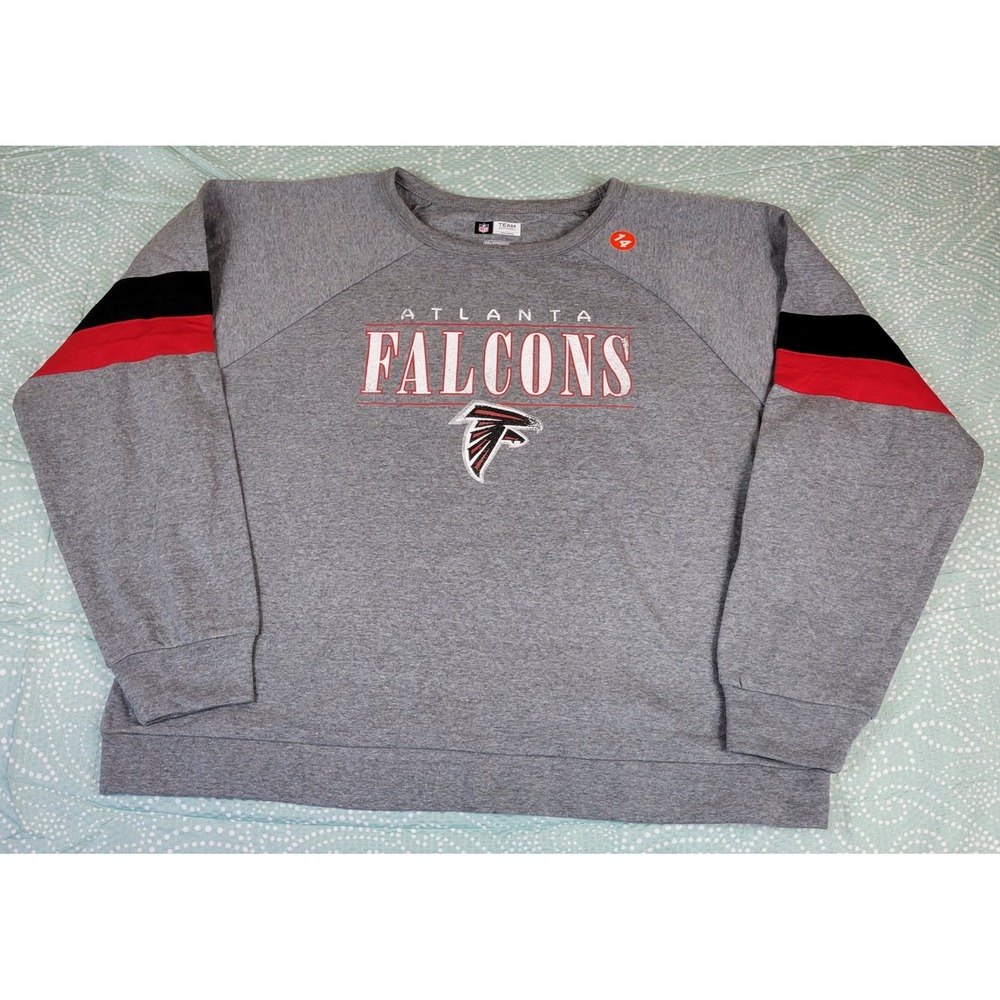 Atlanta Falcons Womens‎ Sweatshirt NFL Team Apparel Gray 2XL Red Black Stripes
